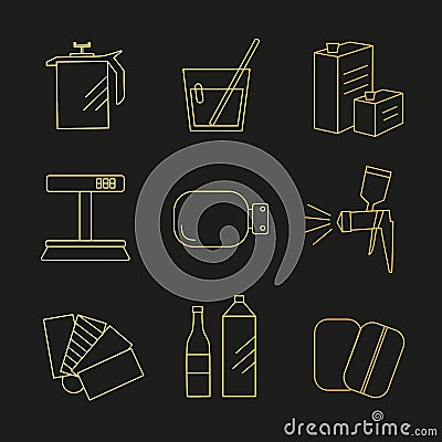 Icon set painterâ€™s equipments Vector Illustration